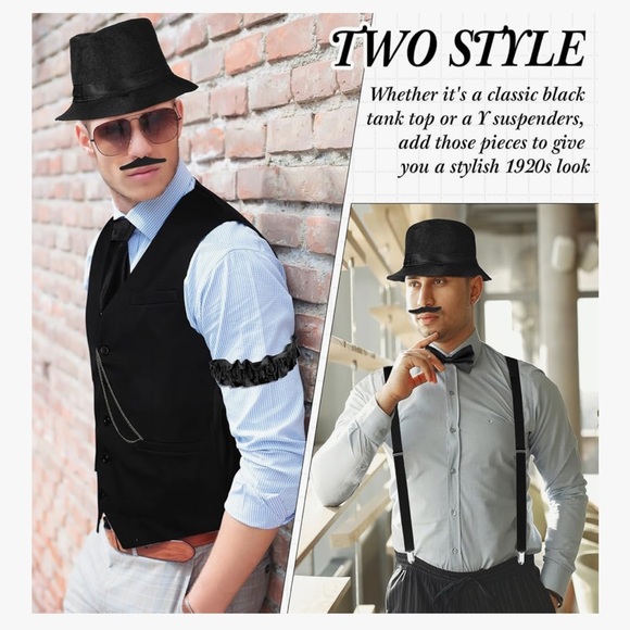 Classic 1920 Black Men’s vest Set with Accessories - Picture 3 of 4